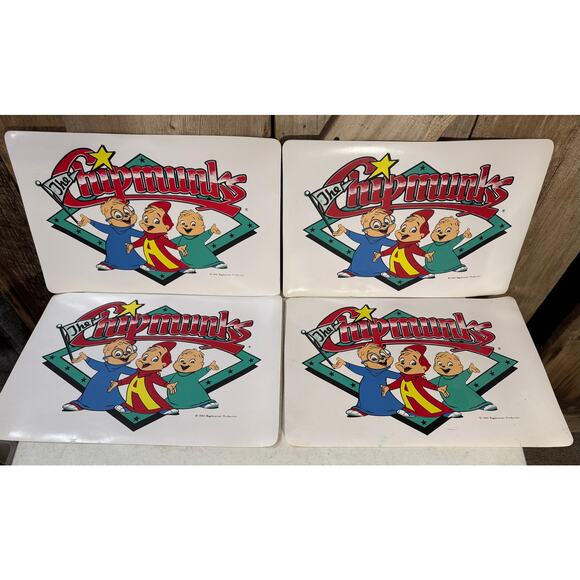 Set of 4 The Chipmunks Placemats 1990 Bagdasarian Production 17" x 11" - Picture 1 of 8
